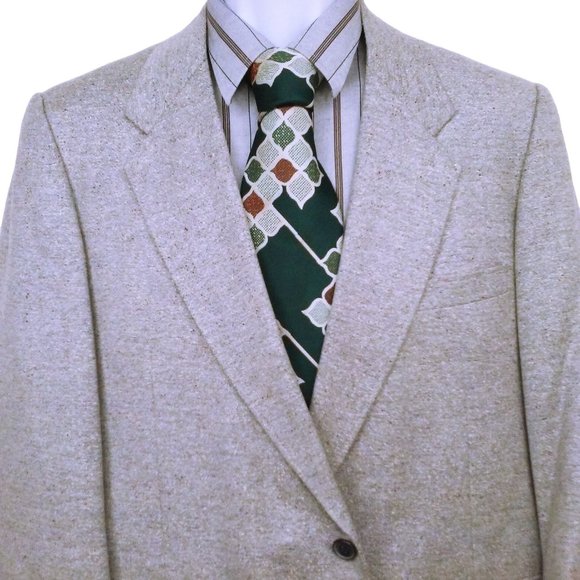 Vintage 60s Silk Blazer Bel-Air Clothes USA-Made Sport Coat -44R Pockets Silvery - Picture 4 of 11